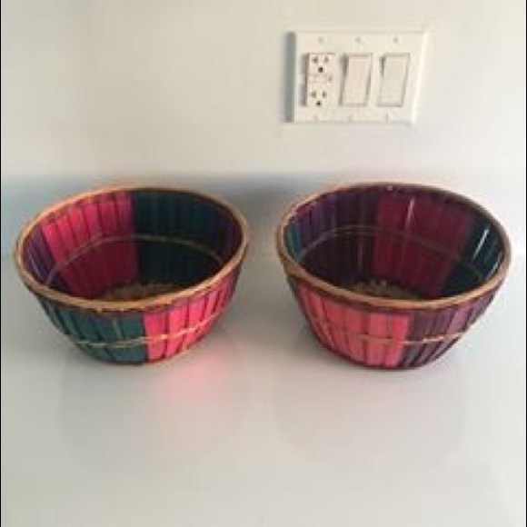 ‼️SOLD‼️ Pair of Coloured Wooden Baskets - Picture 2 of 3